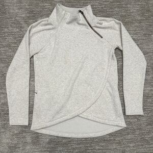 Athleta Cozy Karma Sweater Womens S Beige Asymmetrical Pullover Soft Cozy
